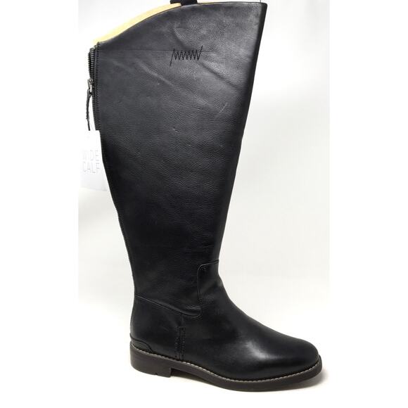 Franco Sarto Meyer Women's Sz 7 Black Wide-Calf Knee-High Leather Riding Boots - Picture 5 of 7